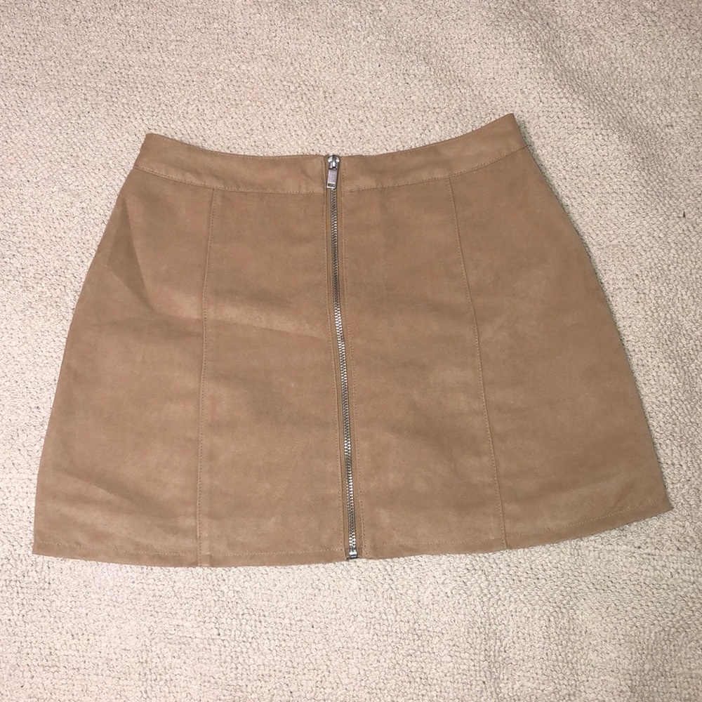 H&M faux suede zip front skirt